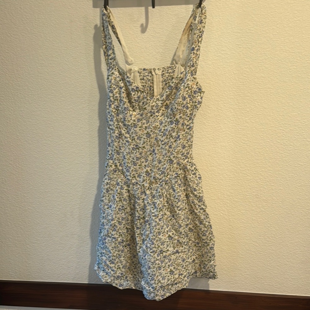 Reformation Floral Mini Dress - Blue and White